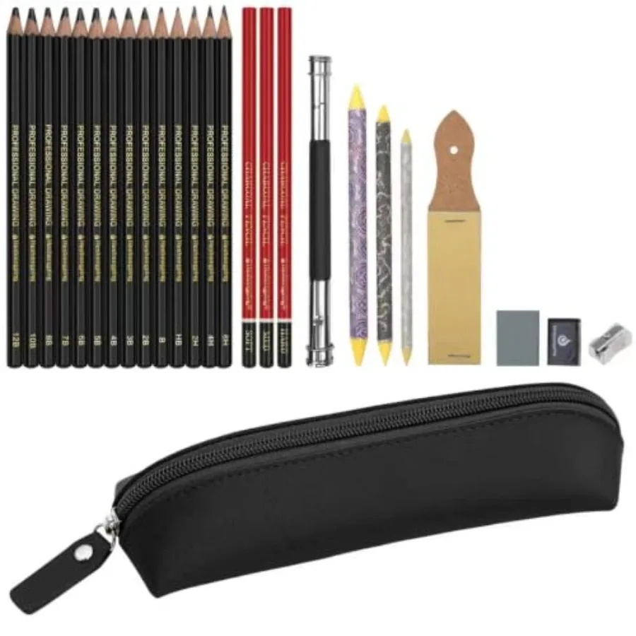 Sketching and Drawing Pencils Set-26pcs, Art Supplies Drawing Kit, Graphite Charcoal Professional Pencils Set, Adults Beginners