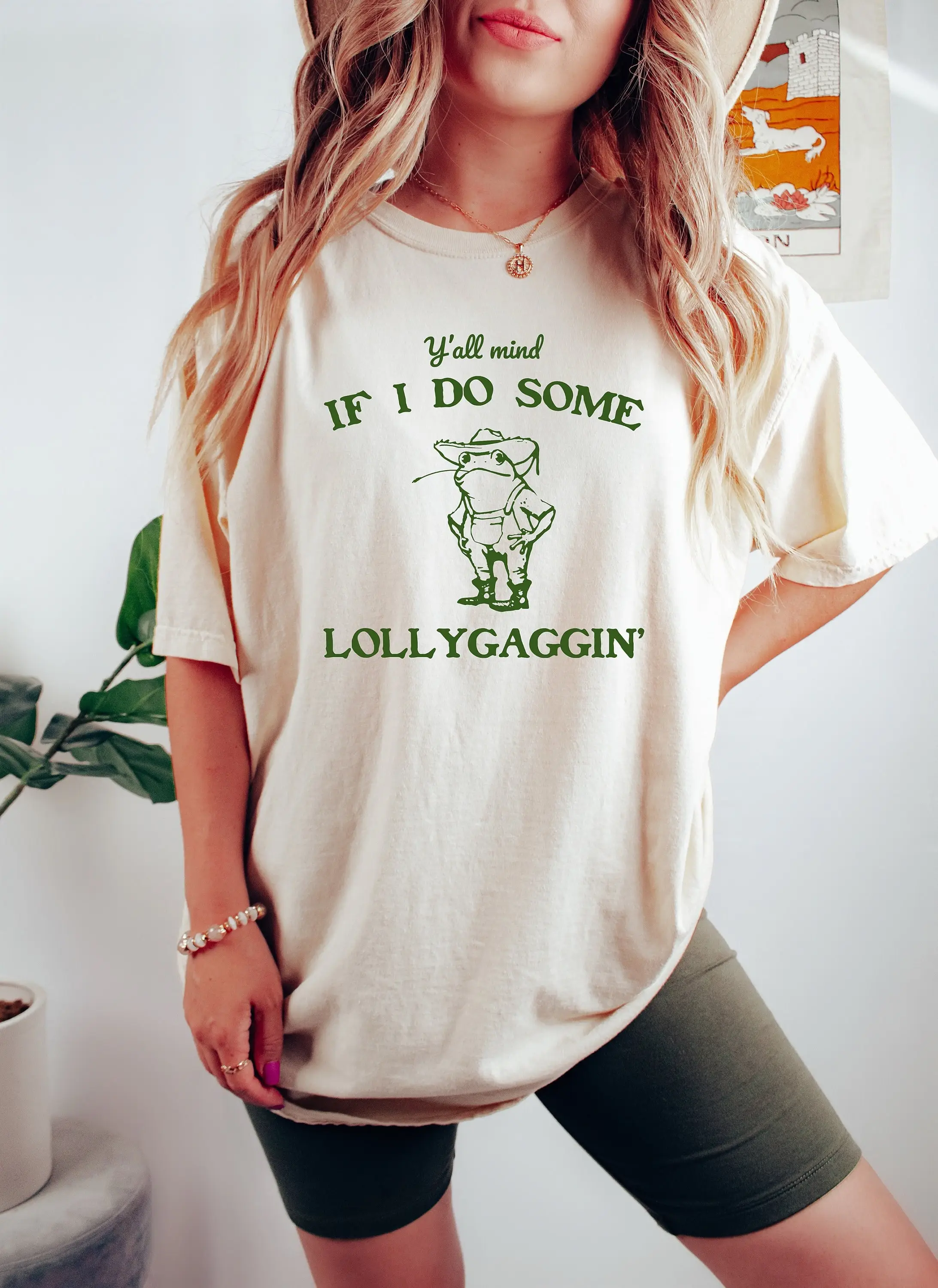 Y'All Mind If I Do Some Lollygagging T Shirt Western Cowboy Frog Sweat Humorous Retro Farmer Sweater