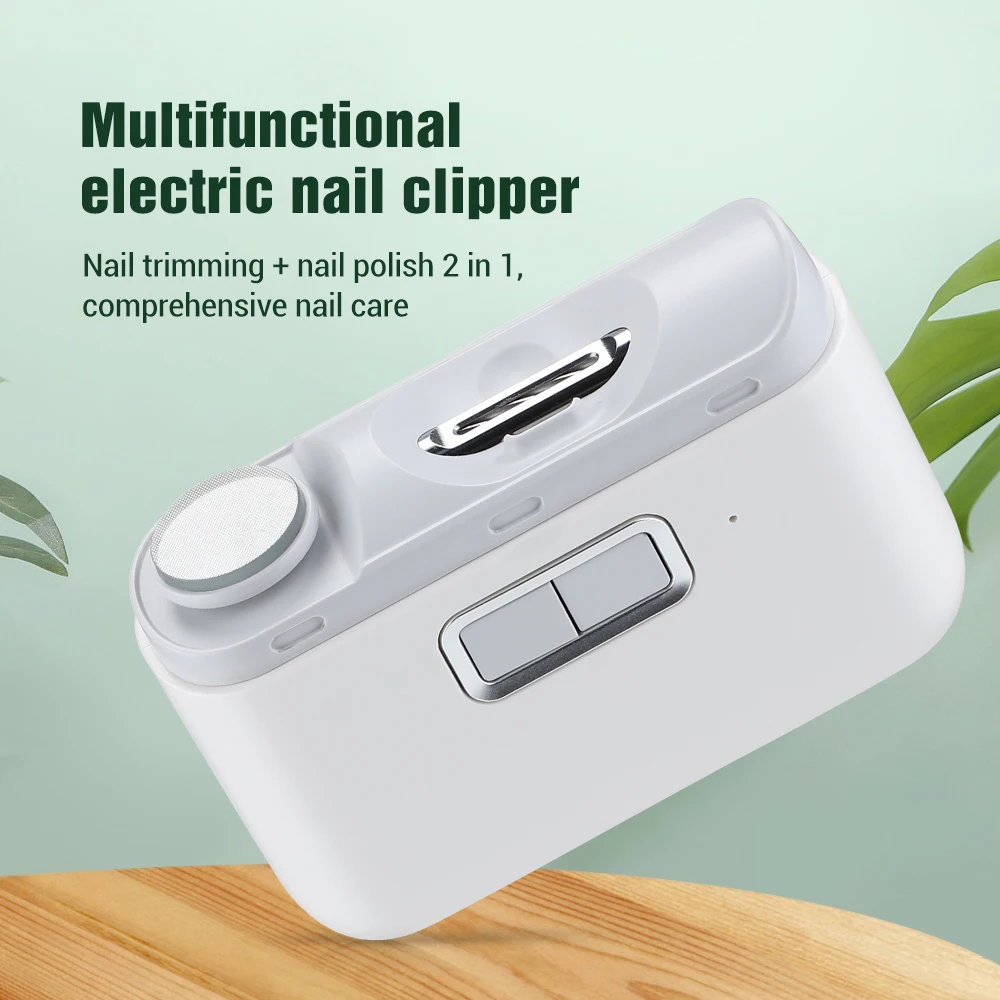 2 in 1 Electric Nail Trimmer & Grinding Manicure Nail Clipper For Adults Nails Sharpener Safe Nail Cutter With Light for Baby