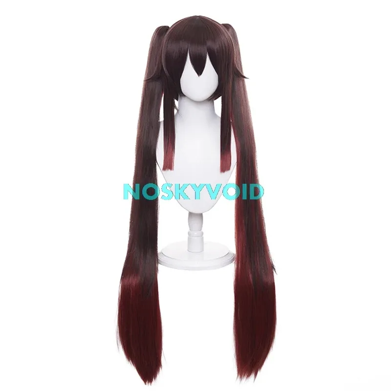 Genshin Impact Hu Tao Cosplay Wigs Cosplayer Headgear Halloween Role Playing Double Ponytail Long Hair