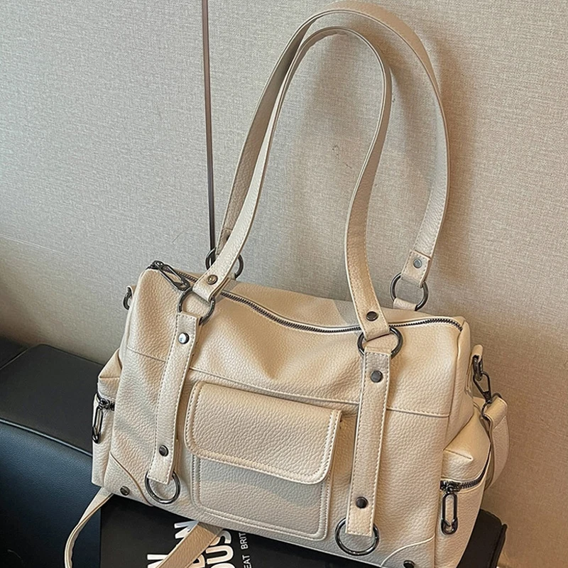 Umhängetasche mit mehreren Taschen, Damen-Einkaufstasche mit großem Fassungsvermögen, lässige Vintage-Tragetasche, leichte, vielseitige Einkaufshandtasche für den Arbeitsweg – Detail 23