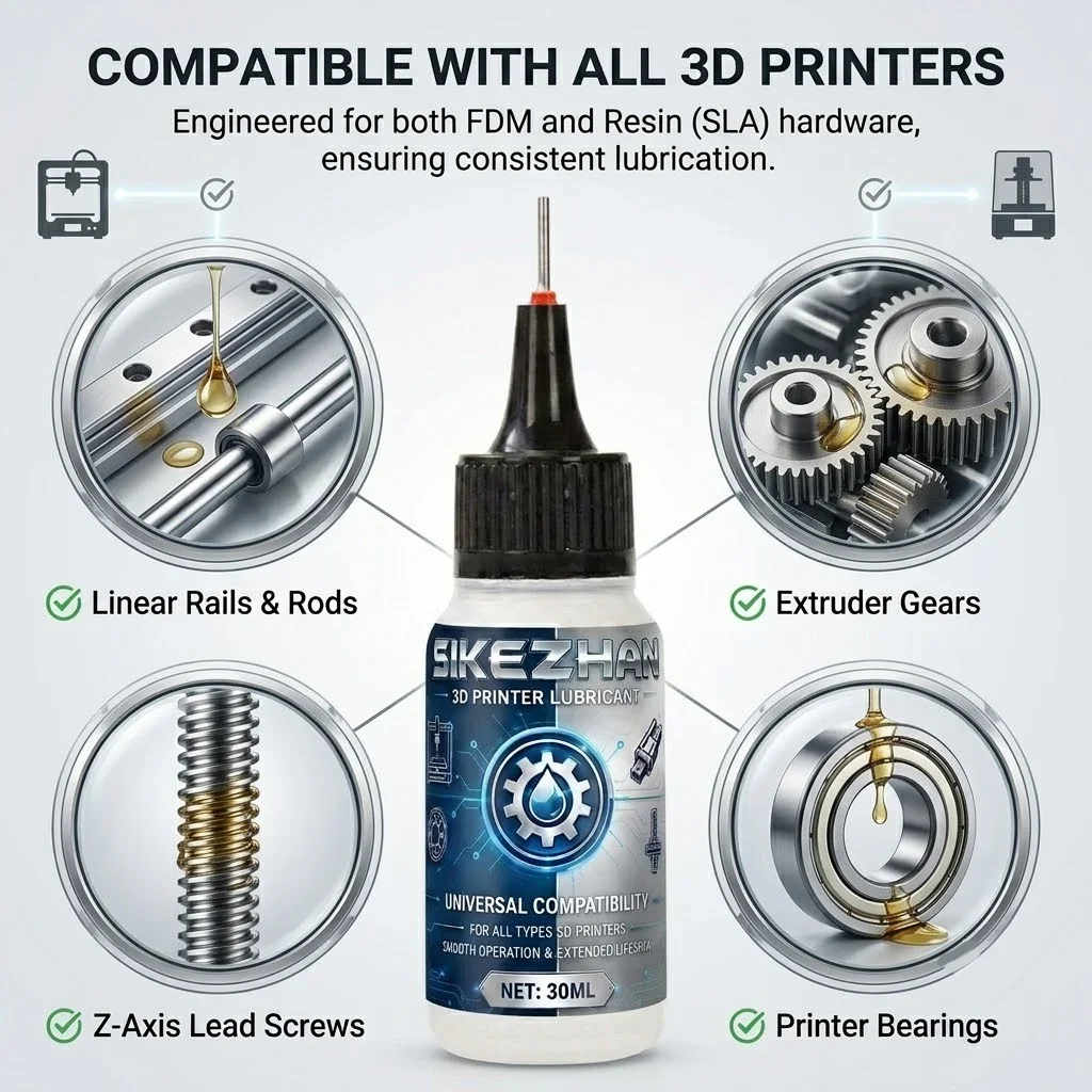 SIKEZHAN 30ml 3D-Drucker Schmieröl mit Nadelspitze, Leises Rostschutz-Präzisionsschmiermittel für FDM SLA Schienen, Schrauben, Lager – Detail 5