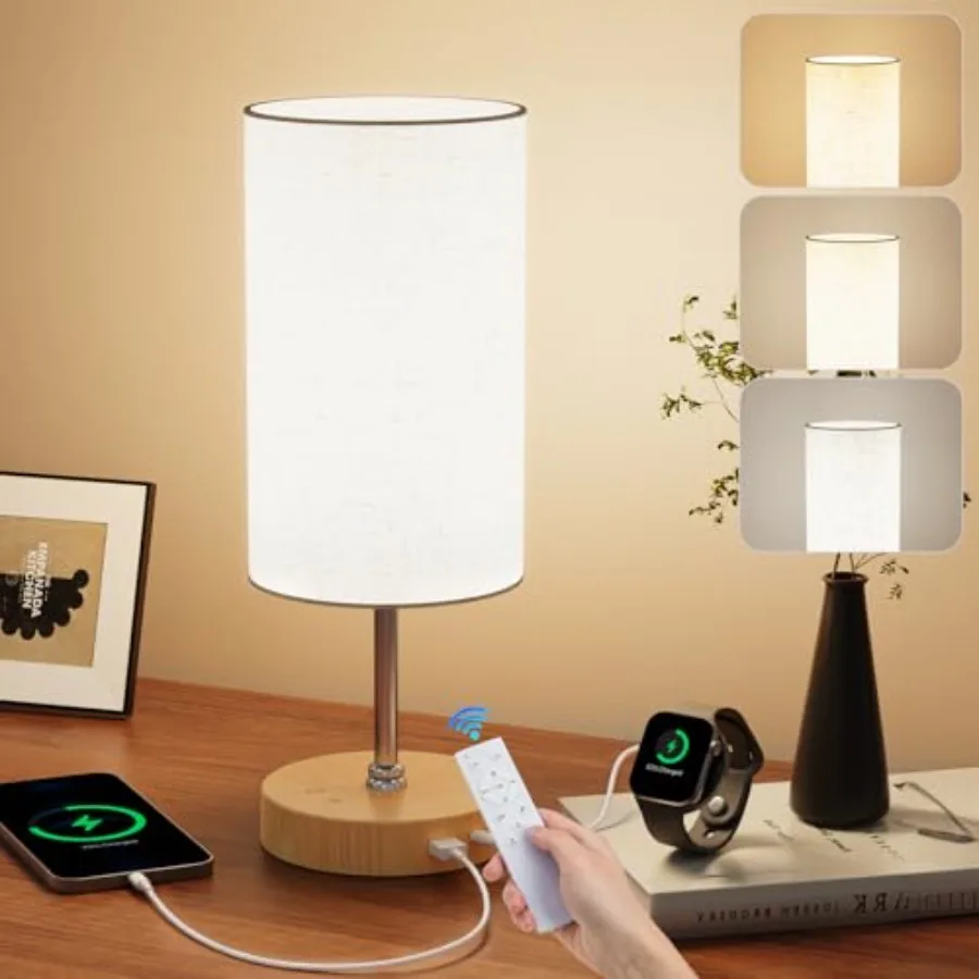 

Light Therapy Lamp10000 Lux Sun Lamp with Remote 3 Color Temperatures and Stepless Dimming Happy Sunlight Lamp with USB C and A