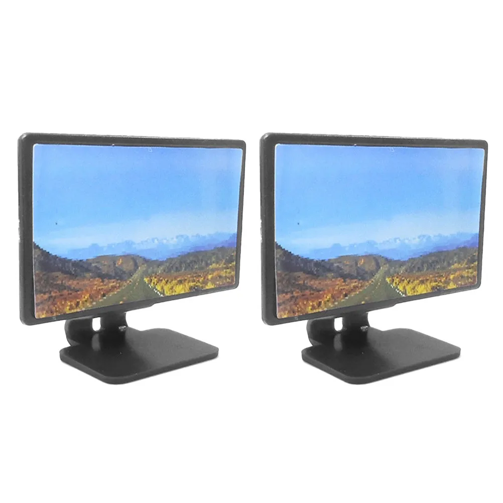 

2 шт. миниатюрных телевизоров для кукольного домика, реалистичный дизайн, для декора гостиной, маленькие аксессуары для кукольного домика