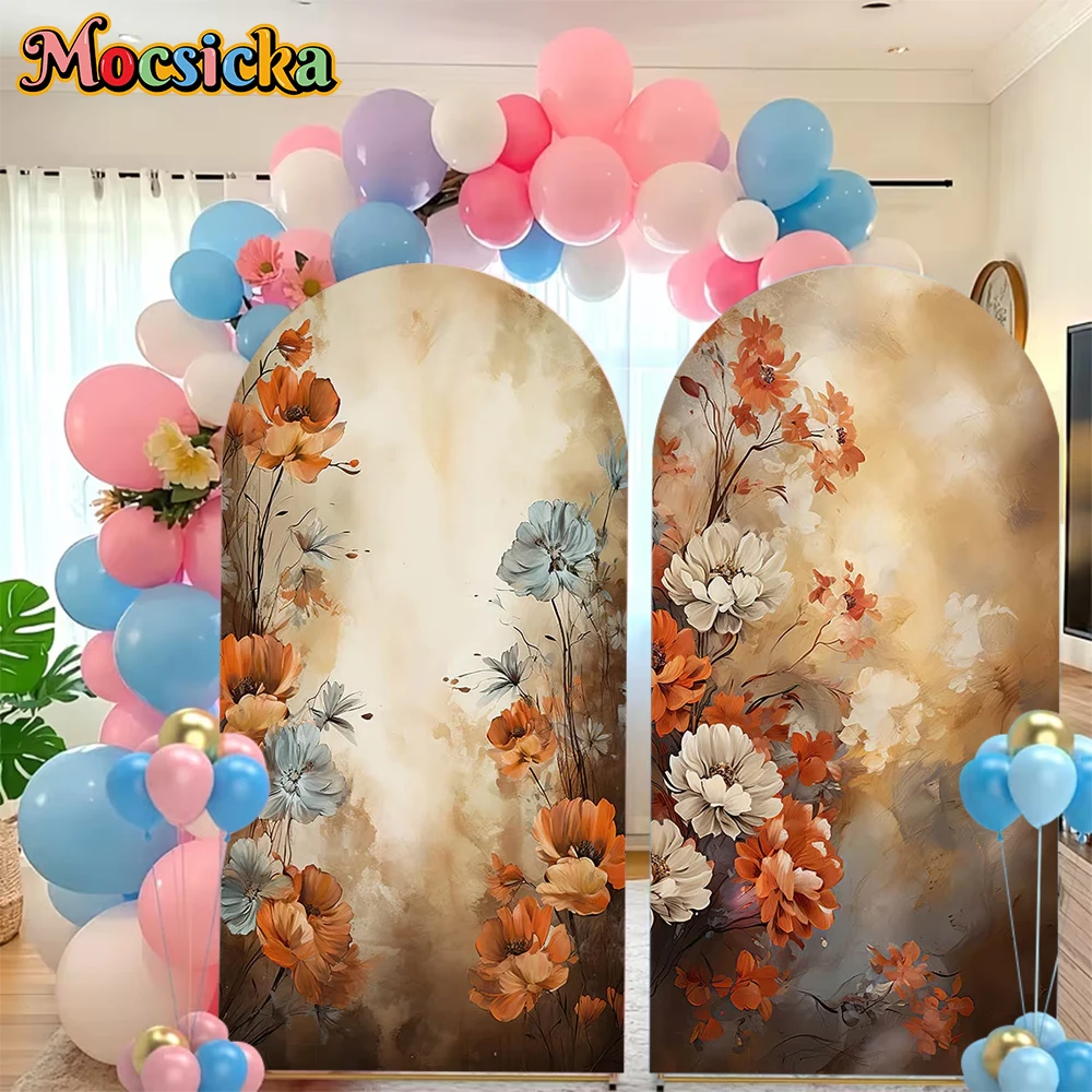 

Mocsicka Art Flower Arch Cover Backdrop Abstract Birthday Party Decoration Supplies Wedding Arched Background Photo Studio Props