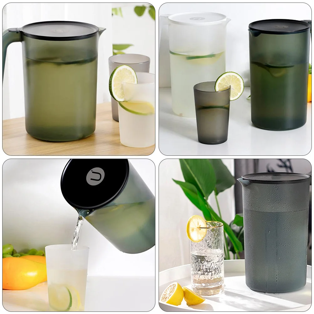 

Clear Plastic Kettle Set Water Pitcher Drinking Utensils Cold Black Large Capacity