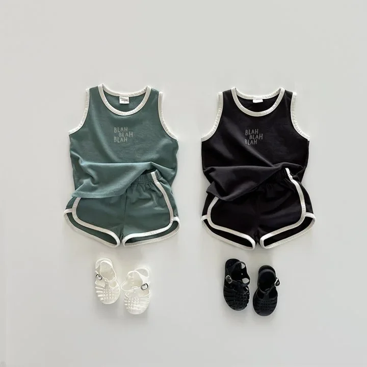 

2025 Summer New Children Sleeveless Clothes Set Cotton Baby Boys Letter Print Vest + Shorts 2pcs Suit Kids Casual Sports Outfits