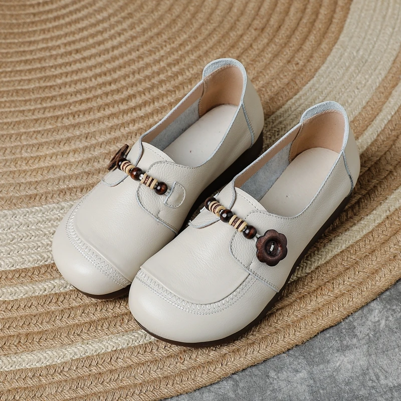

DIMANYU Mom's Shoes Wedge 2026 New Spring Retro Soft Sole Non-slip Middle-aged Elderly Mom Shoes Beaded Casual Shoes For Women