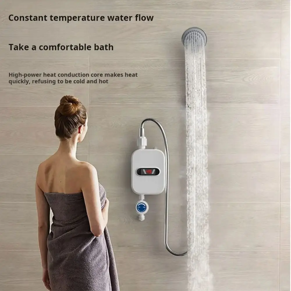 LCD Temperature Display Instant Electric Water Heater Waterproof Quick Heating Electric Shower Heater 3500 W Power Mini Size