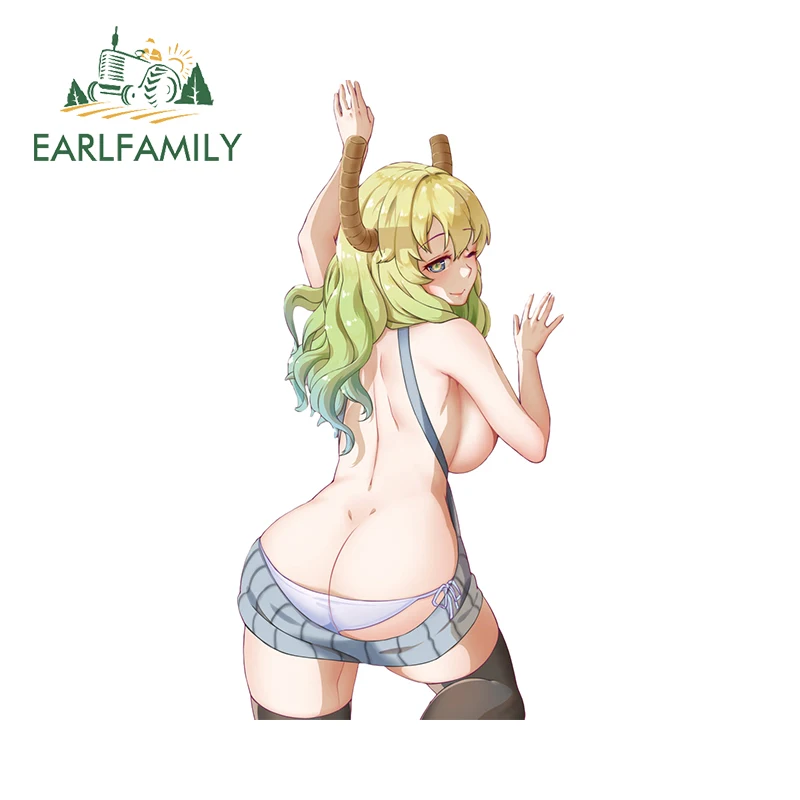 

EARLFAMILY 13 см x 6,6 см, автомобильная наклейка на лобовое стекло с изображением лукоы, лежа на стене, аниме, вайфу, задница, фургон, наклейка, защита от царапин