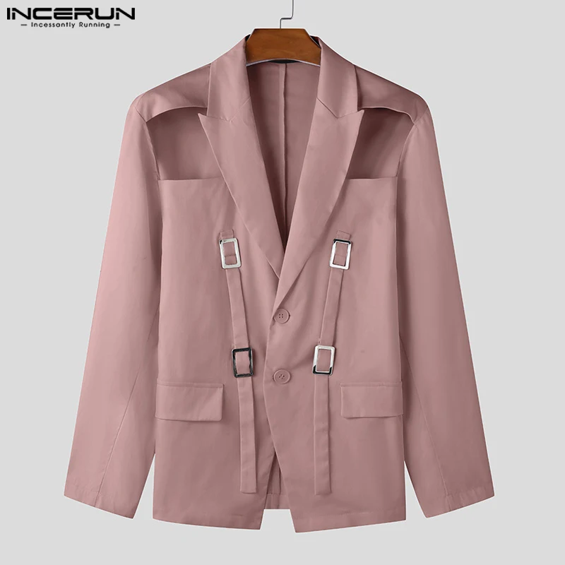 Men's Clothing Fashion Hollow Out Men Blazer Vintage Solid Lace-Up Suits Streetwear Tops Casual Autumn Summer Blazer Oversized