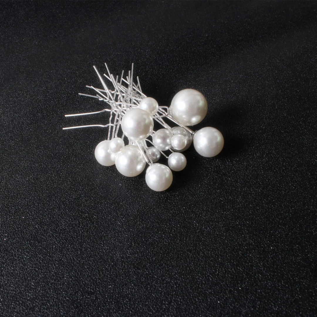 20pcs Bridal U-shaped Pin Metal Barrette Clip Hairpins Rhinestone Pearl Women Hair Accessories Wedding Hairstyle Design Tools