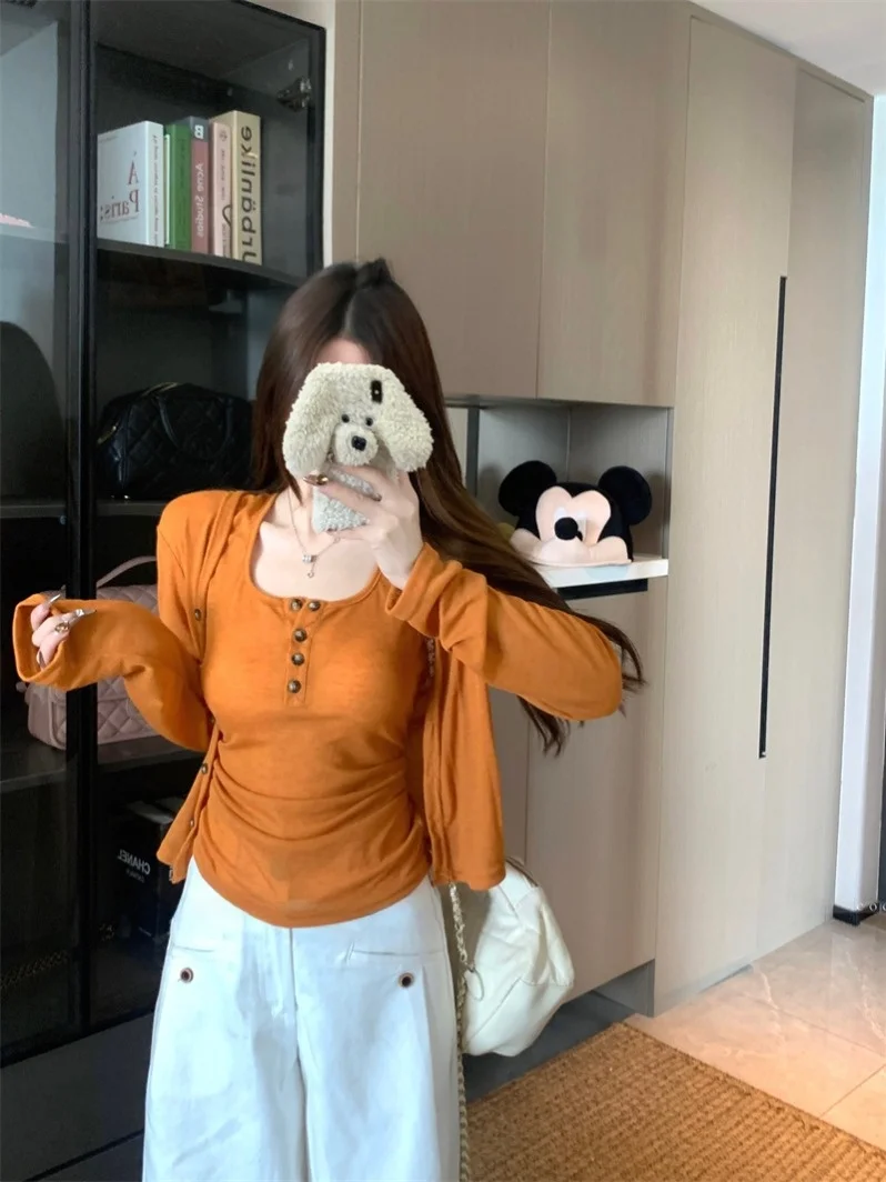 

Женский топ-жилет Sweet And Spicy Sle с длинными рукавами и U-образным вырезом, повседневная летняя солнцезащитная верхняя одежда, нейлоновый вязаный кардиган для девочек