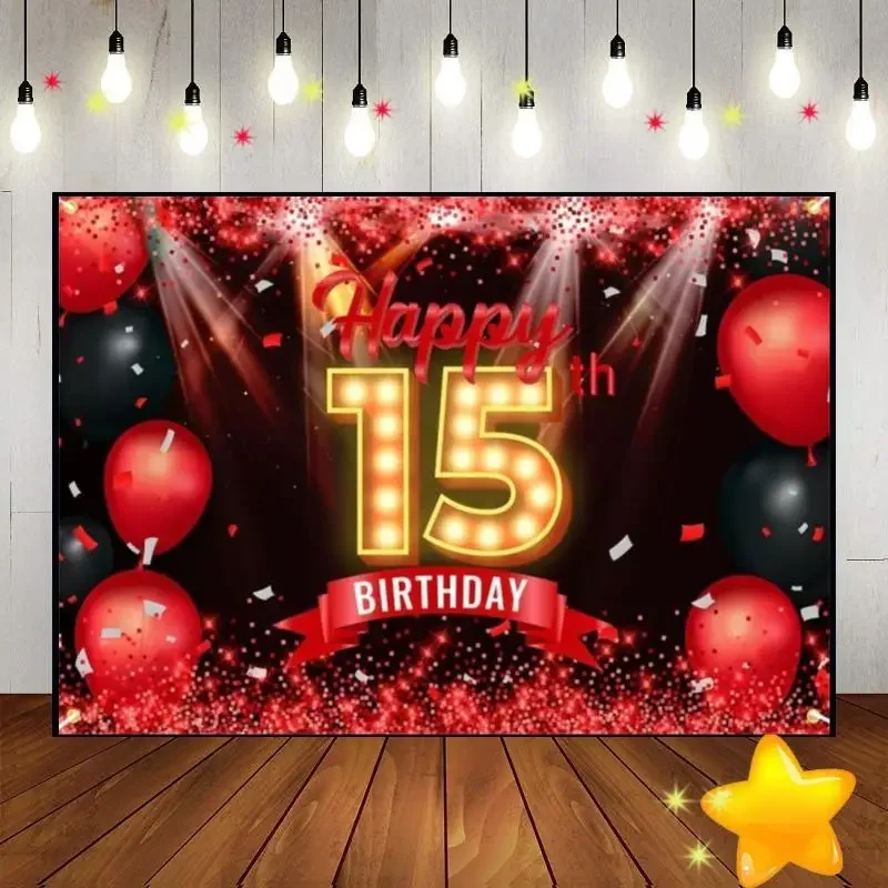 

Happy 15th Birthday Boy Photography Backdrops Background Game Hotwheels Vintage Baptism Backdrop Prince Baby Room Decoration Red