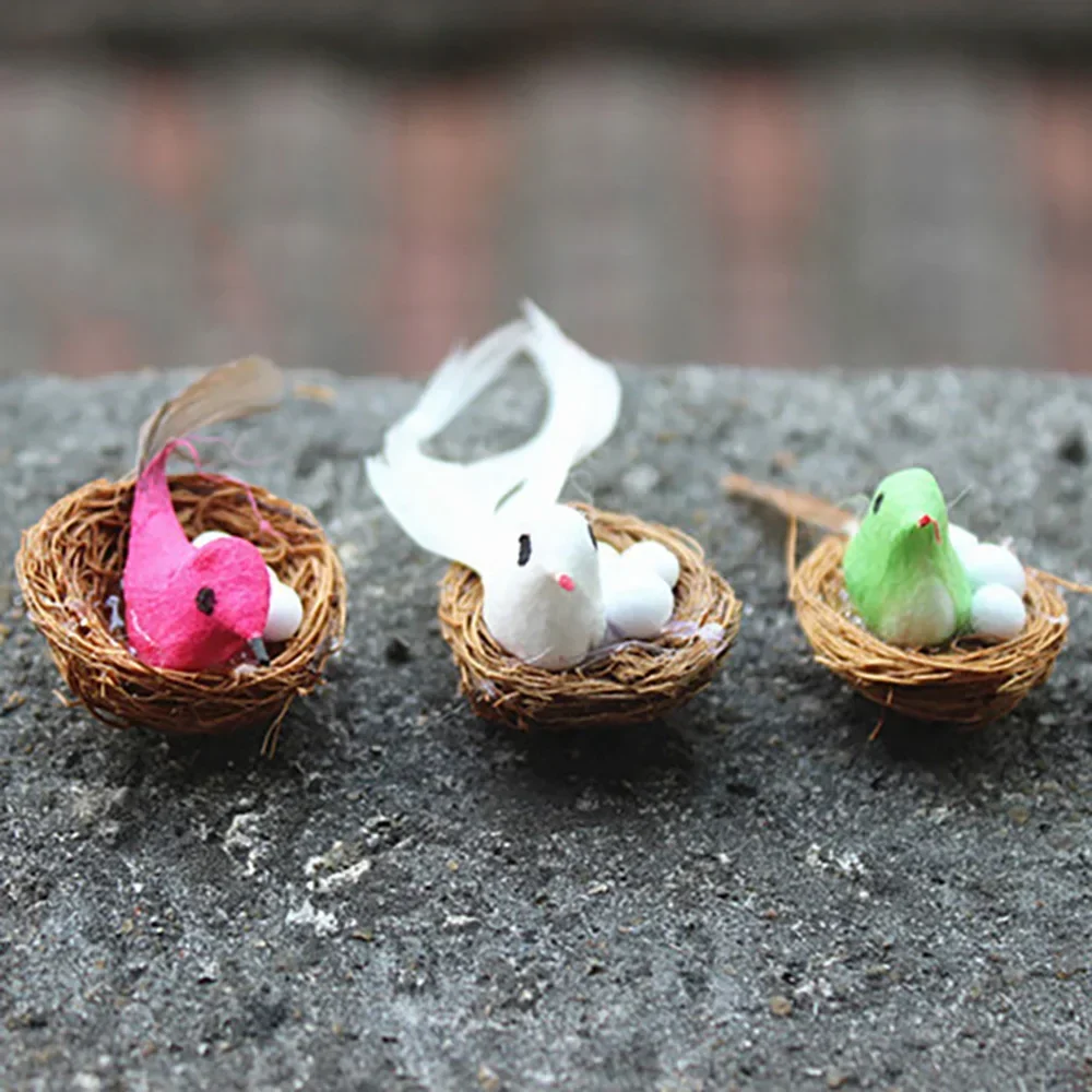 1 Uds. Casa de muñecas 1/12, nido de pájaro en miniatura, modelo de huevo de pájaro de simulación, juguetes para Mini decoración, accesorios para casa de muñecas