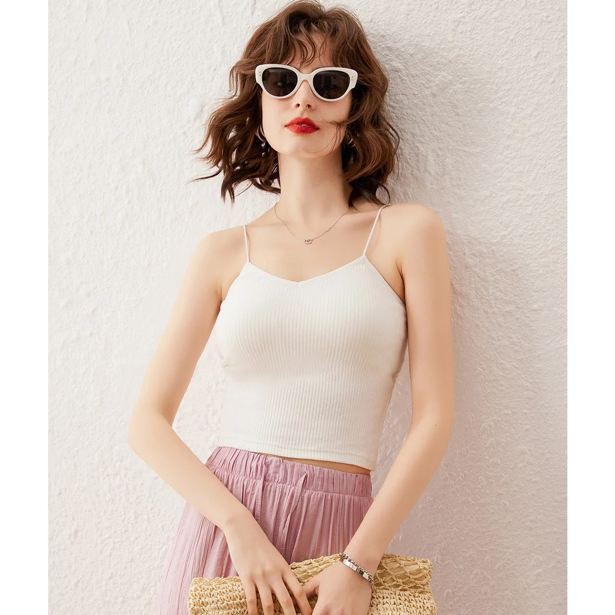 

LOUIS YAO Summer Cropped Camisole New Comfort Casual Slim Sleeveless Tops Sexy Pullovers Top