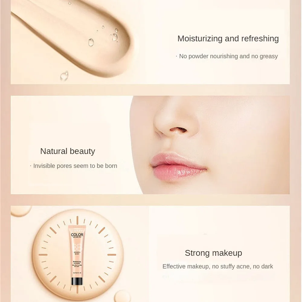 BB Cream Full Cover Face Base Liquid Foundation Makeup Waterproof Long Lasting Facial Concealer Whitening Cream Korean Make Up