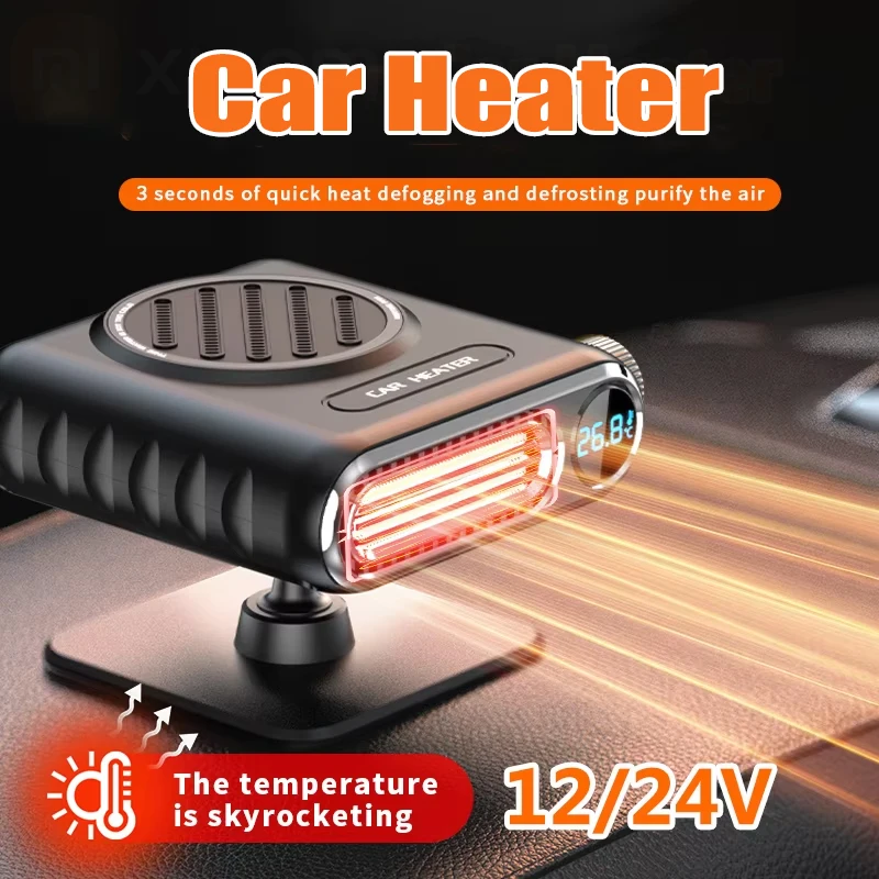 12V24V Car Heater for Trucks SUV Rapid Heating with Defrosting & Demisting Smart Digital Display Safety Protection Winter
