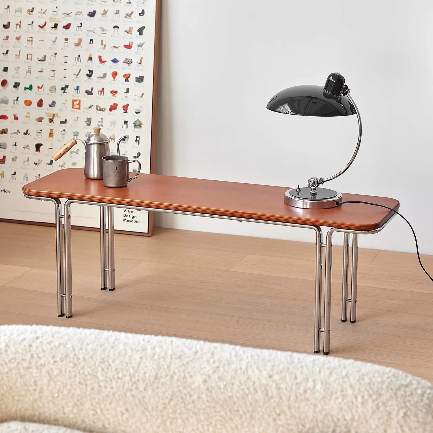 طاولة طعام وكرسي من الخشب الصلب العتيق من Fuzhong، سرير فرنسي، ذيل، تغيير الأحذية، مدخل منزلي من الفولاذ المقاوم للصدأ منخفض #4