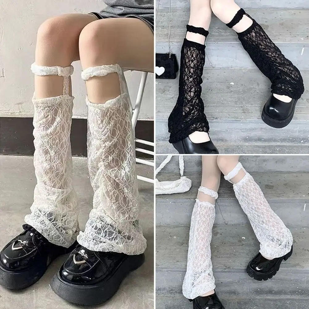 Летние кружевные кружевные чулки выше колена с тонкими манжетами, чулки JK на подтяжках