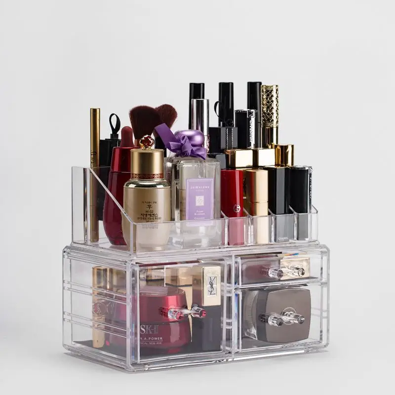 Desktop Transparent Cosmetic Storage Box Dormitory Finishing Rack Dresser Skin Care Products Lipstick Rack Drawer