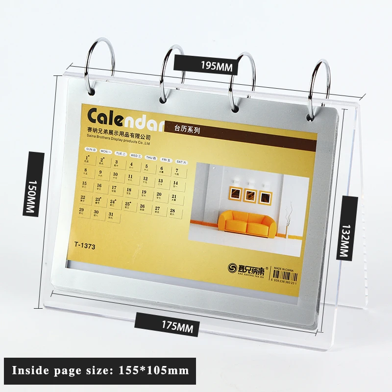 Tabletop Flip Photo Frame Photo Album 68 Pockets Desk Calendar Album Mini Poster Frame Acrylic Display Sign Holder