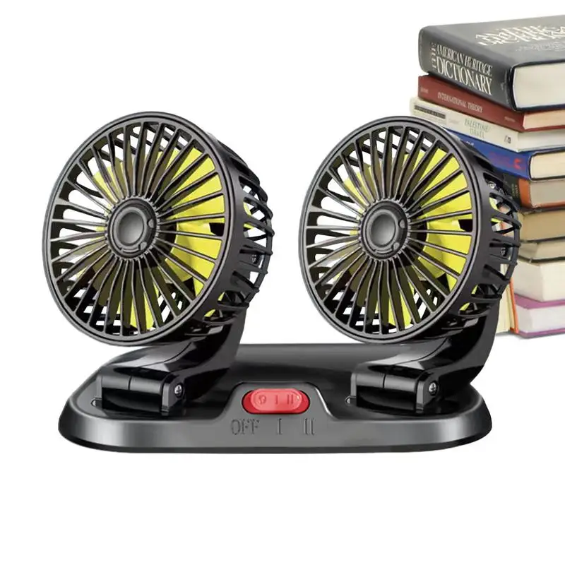 

Auto Fan 12V/24V Dual Head Vehicle Fan USB Dashboard Fan 360 Degrees Rotatable Truck Fan Car Interior Accessories Fits Sedan SUV