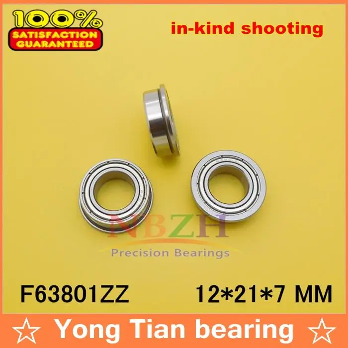 NBZH bearingF63801 12*21*7 High Quality ABEC-3 Flange Bearing Thin Wall Deep Groove Ball Bearings F63801ZZ 12*21*23*7*1.5 Mm