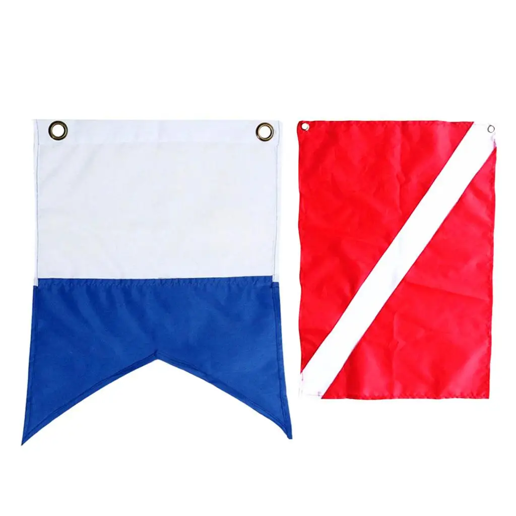 Boat Flagpole Diver Down Flag Waterproof Polyester Outdoor Signal Banner for Diving and Snorkeling
