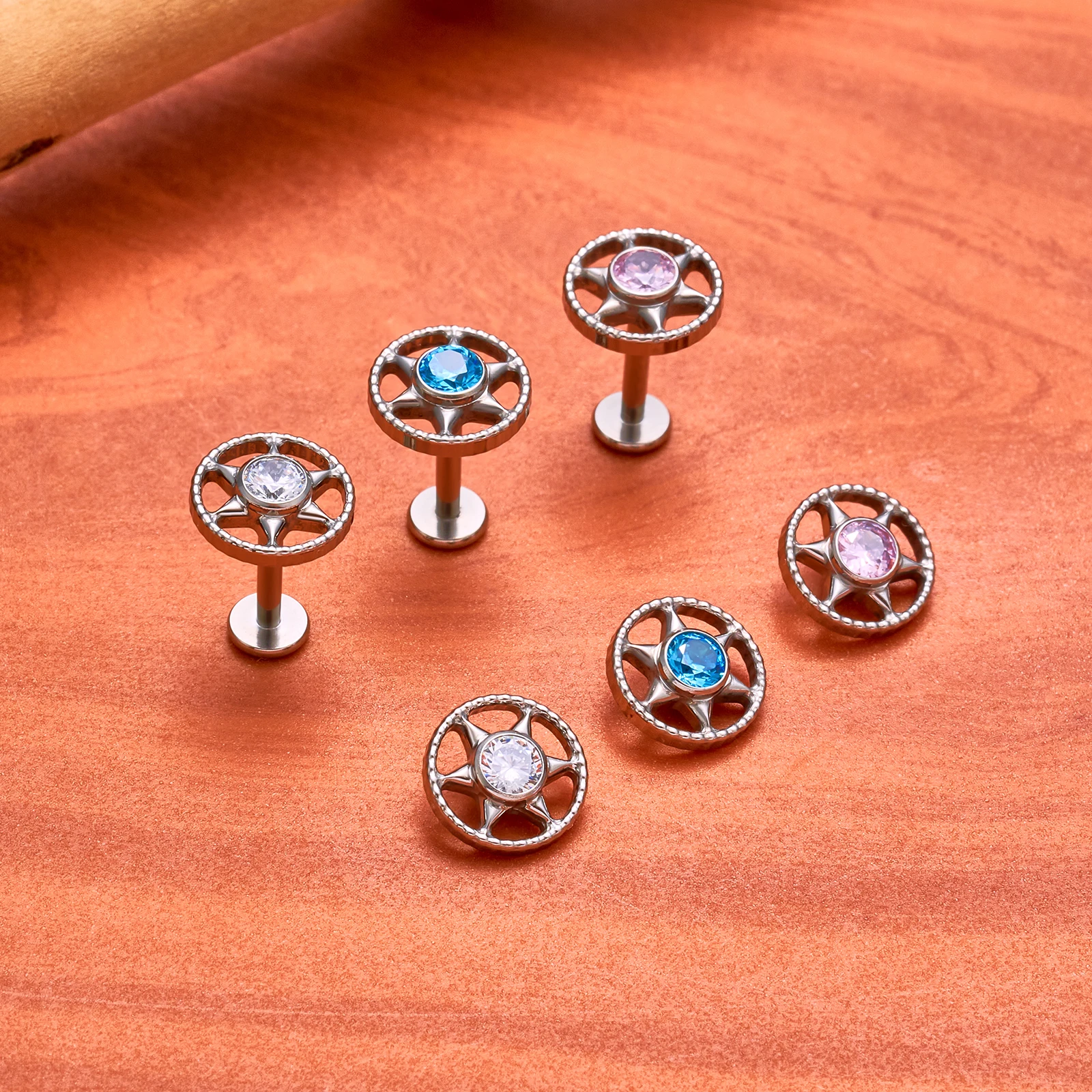 ASTM F136 G23 Titanium Piercing Set Stud Earrings For Women Internally Threaded Labret Lip Piercing Body Jewelry