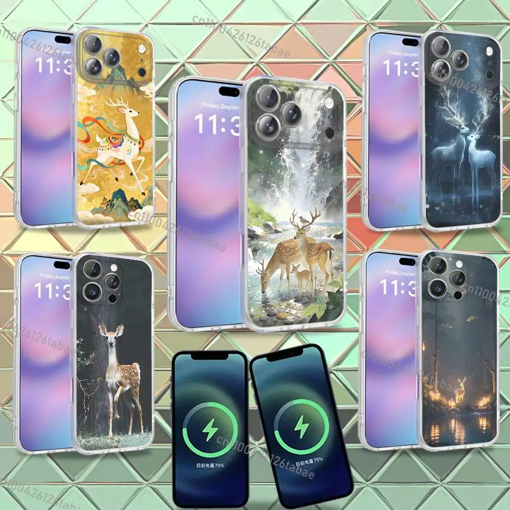 

INS Cute luxurious deer Phone Case For iPhone 16,14,11,17,13,15,12,Air,Plus,Pro,Max,E,Mini Frosted for MagSafe Magnetic