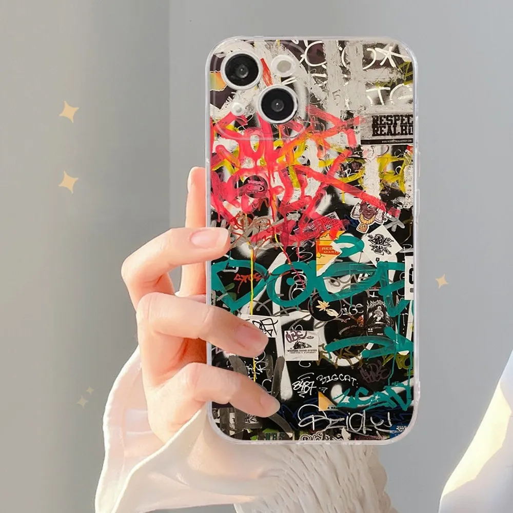 Graffiti Phone Case For iPhone 14 13 12 Mini 11 Pro XS Max X XR SE 6 7 8 Plus Soft Silicone Cover