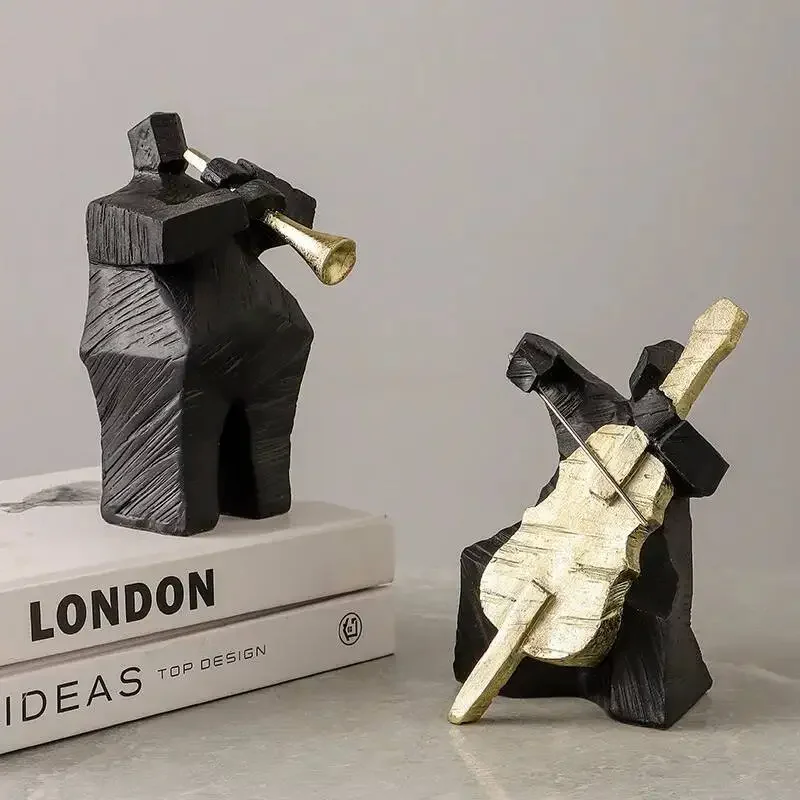 Abstract Musician Sculpture Realistic Character Ornaments Cello Resin Music Handicrafts Decorative Figurines Home Decoration