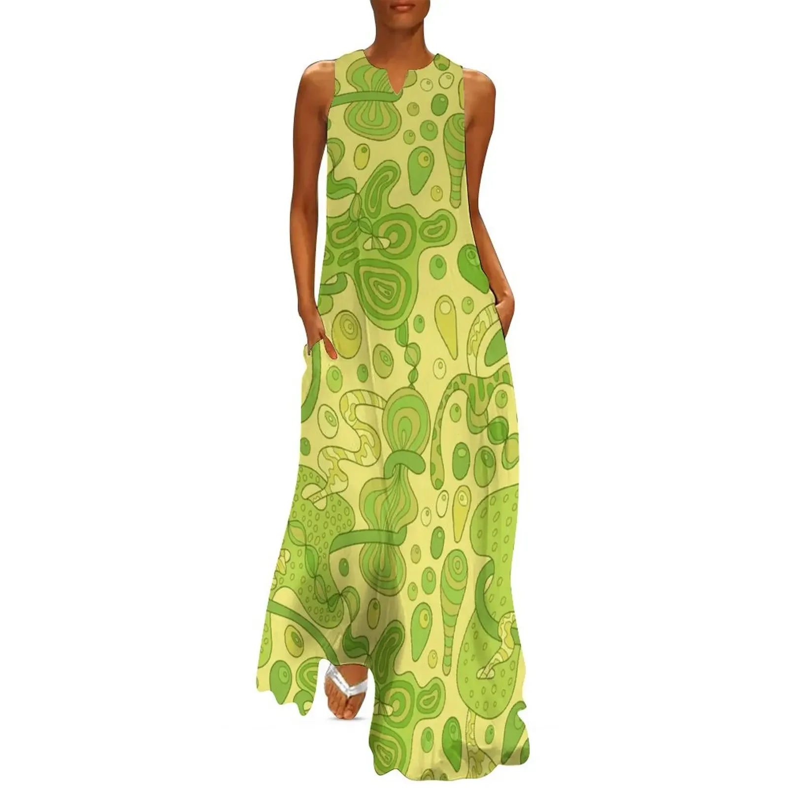 

wavy green pattern Long Dress elegant party dress for women 2025 Women's summer dresses Dress