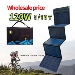 Folding Bag 120W Solar Panel Portable USB+DC Output Solar Charger Outdoor Power Supply Mobile Phone Generator