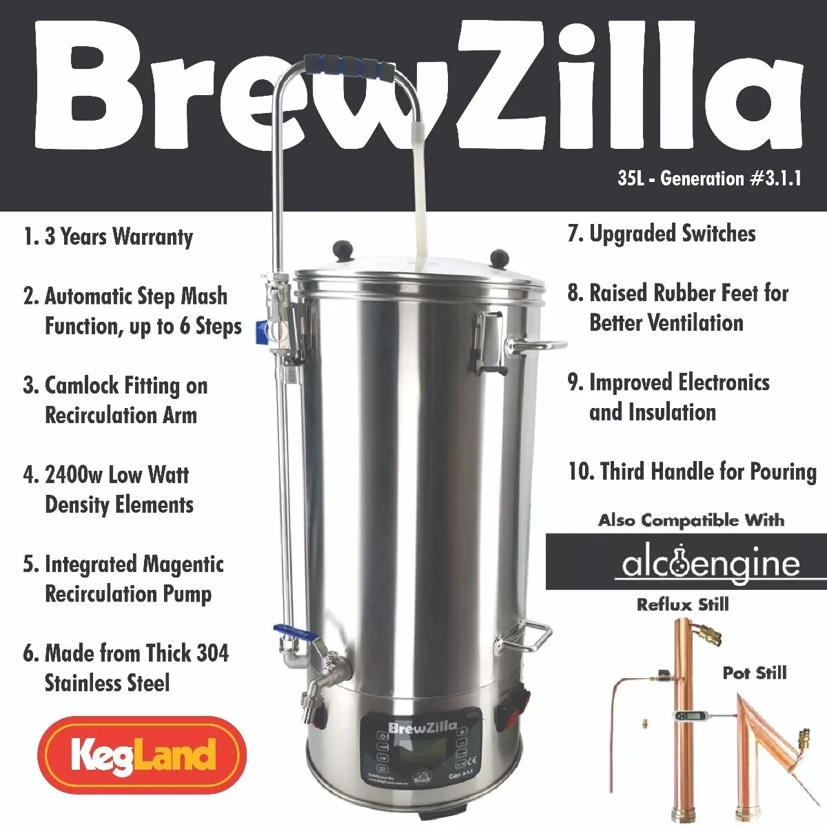 KegLand BrewZilla 35L - Pro Series Bottom Screen for Malt Pipe (No Hole)