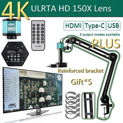 Full HD 4K Electron Microscope For Soldering IMX415 48MP HDMI USB Digital Camera 150X Lens Reinforced Bracket Reduces Vibration
