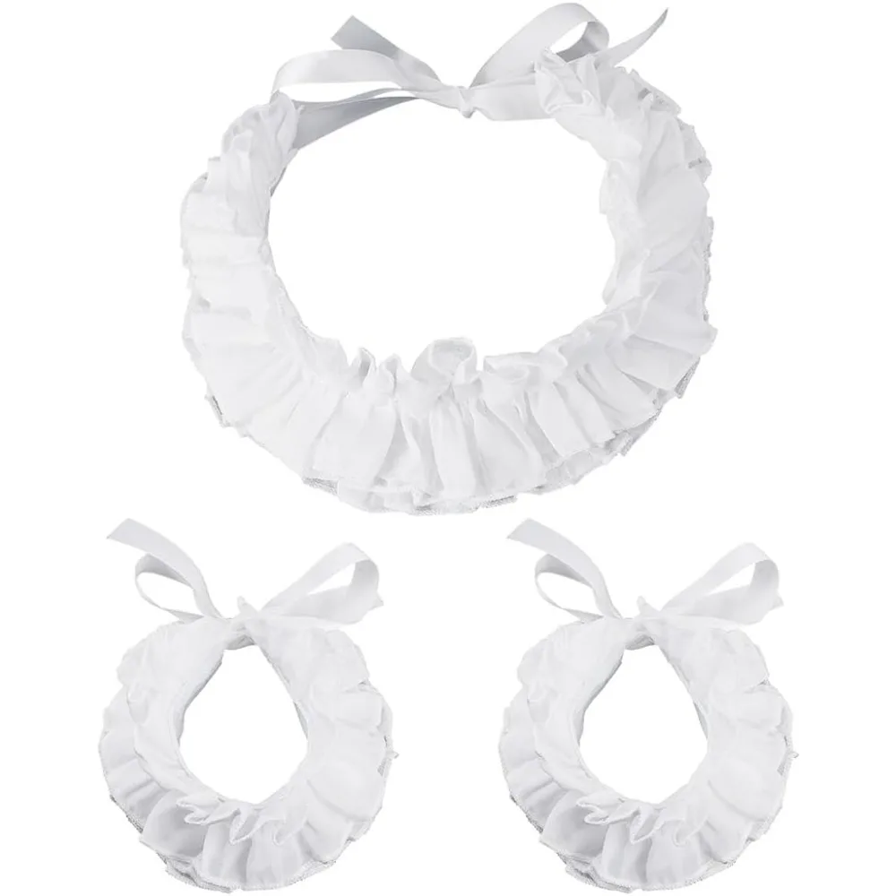 

1 Set Ruffled Collar Cuffs Set Layered Lace Jabot Collar Detachable Collars Victorian Cuffs for Women Halloween