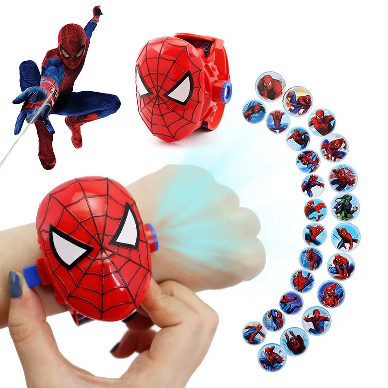 Disney Marvel Figure Spiderman Iron Man Frozen McQueen 24 Projection Watch Digital Clock Kids Watches Boy Toys