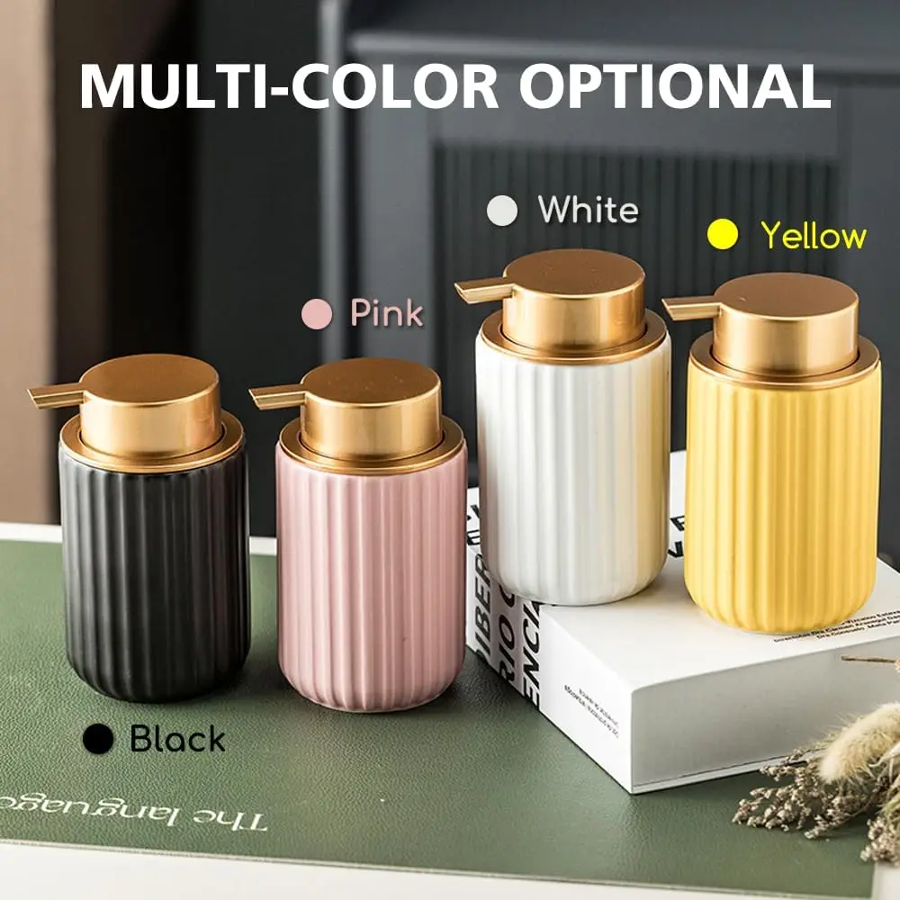 

2/1pcs 11oz Ceramic Liquid Hand Soap Dispenser Kitchen Bathroom Minimalist Style Decoration Hand Foam Soap Pump Dispenser