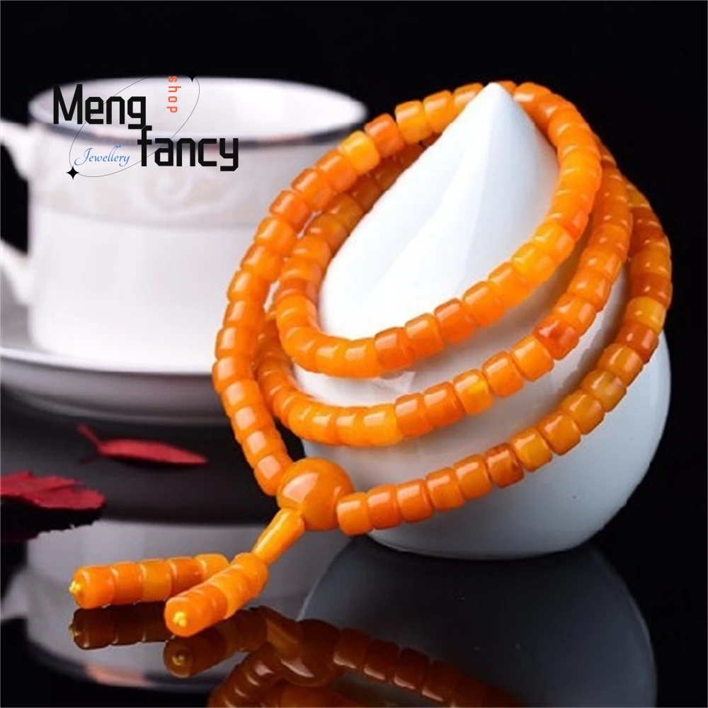 

Amber Old Beeswax 108-Bead Buddhist Prayer Beads Bracelet, Amber Beeswax Bracelet For Men And Women Fashion Jewelry Exquisite
