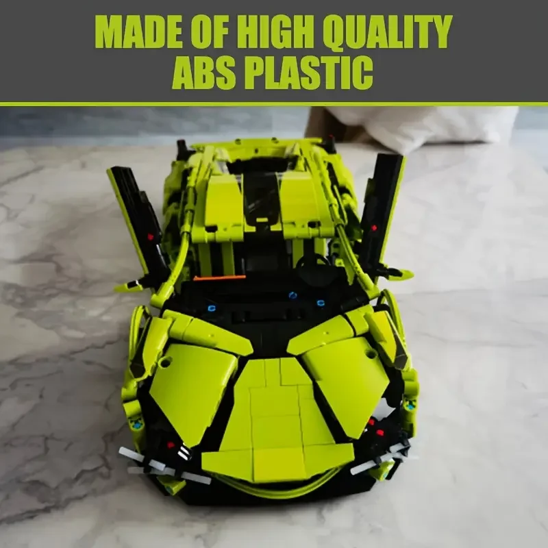 1635피스 사실적인 녹색 클래식 슈퍼카 ABS 블록 모델, 멋지고 스타일리시한 디자인의 강렬한 레이싱카, 블록 조립 크리스마스 선물