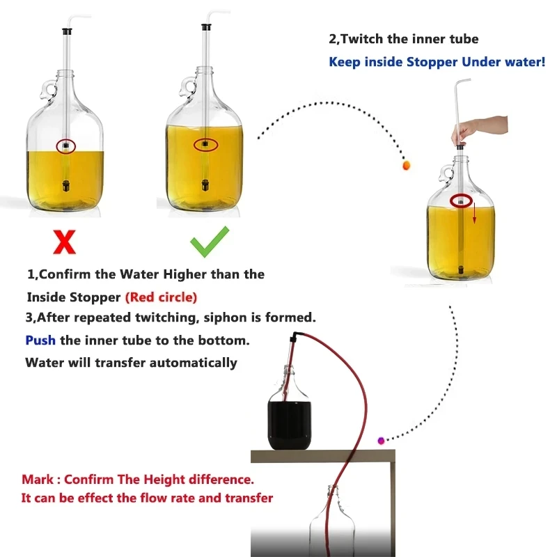 Homebrew Auto Siphon Racking Cane,33cm Spring Filler,45cm Filling Tools With Tubing & Clamp For  Beer Wine Bucket Carboy Bottle