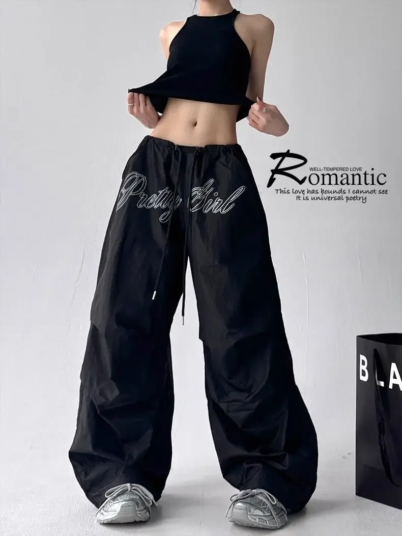 Korean Fashion Pretty Girl Gray Pants Dance Loose Baggy Long Pants Comfortable Quick Drying Drawstring Sexy Hot Y2K Young Women