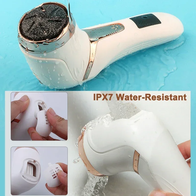 Raspa eléctrica recargable para pies, lijadora eléctrica para pedicura, resistente al agua IPX7, 2 velocidades para eliminar los pies, piel muerta y callos