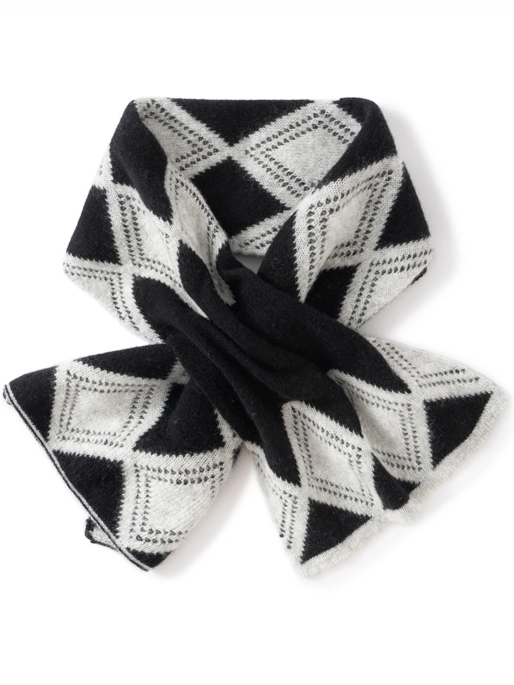 TLOML レディース 100% カシミヤ リンゲ クロス スカーフ 秋冬 ソフト 暖かい カシミヤ ニット スカーフ ファッション 高品質 トップス