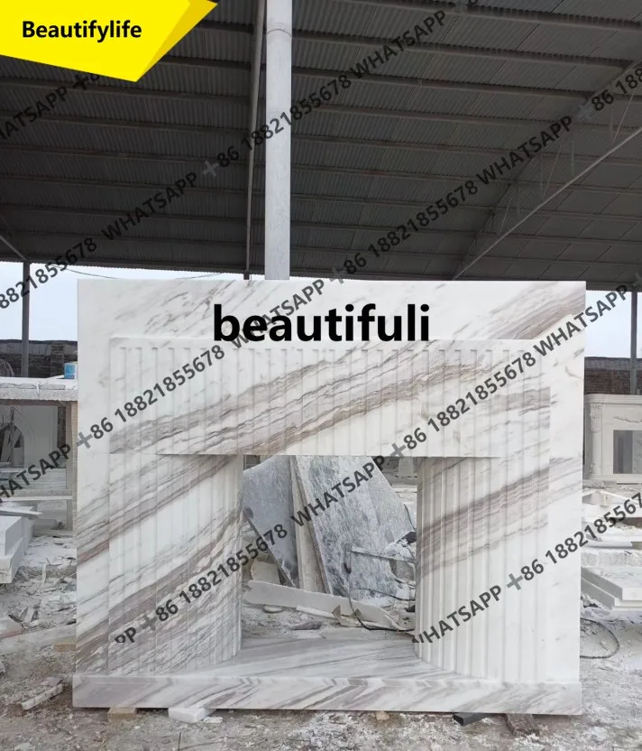 

A13 Marble fireplace, French fireplace, stone living room, European American simple modern carved fireplace decoration cabinet