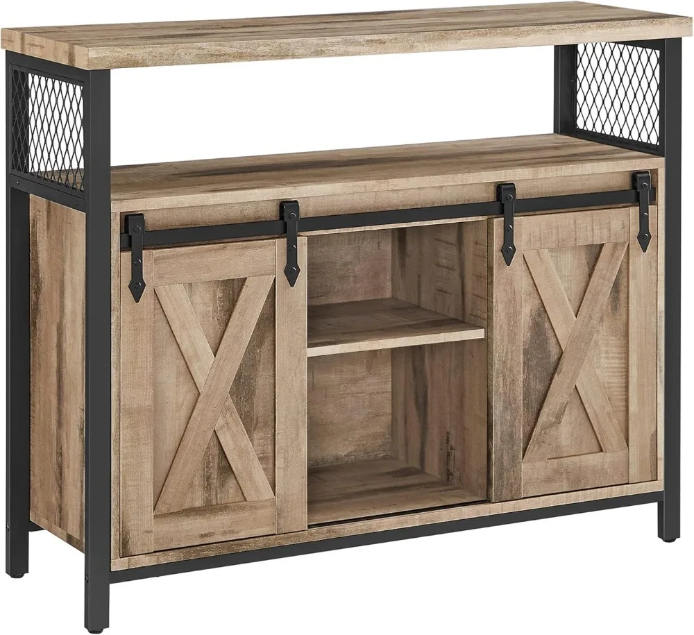 VASAGLE Buffet Cabinet, Storage Cabinet, Aparador com 2 portas deslizantes de celeiro, Prateleiras ajustáveis, 13x39,4x31,5 polegadas