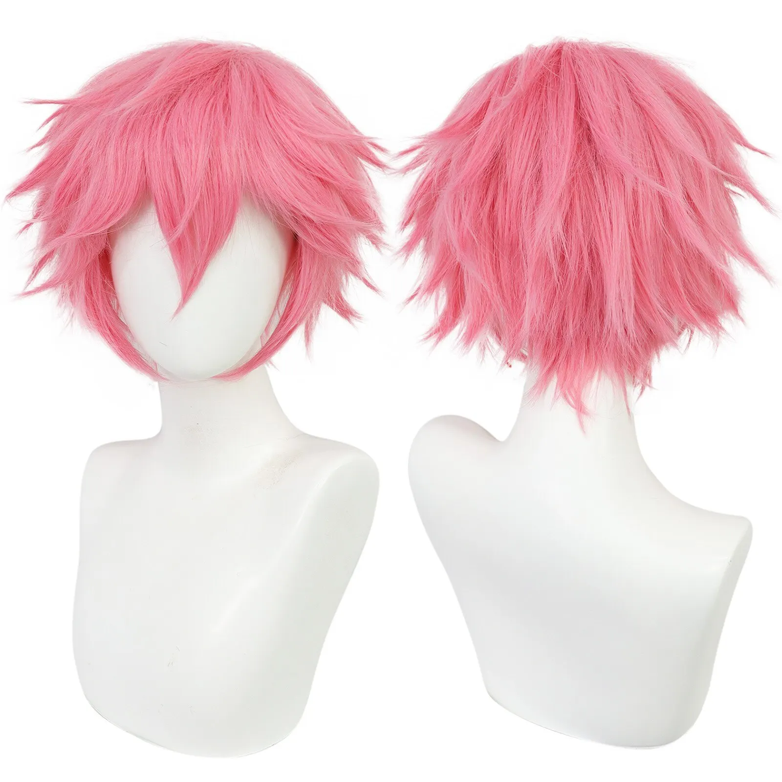 Synthetic Universal Short Cosplay Wig Silver Red Pink Blonde Grass Green Black Straight Men's Wig for Halloween Cosplay