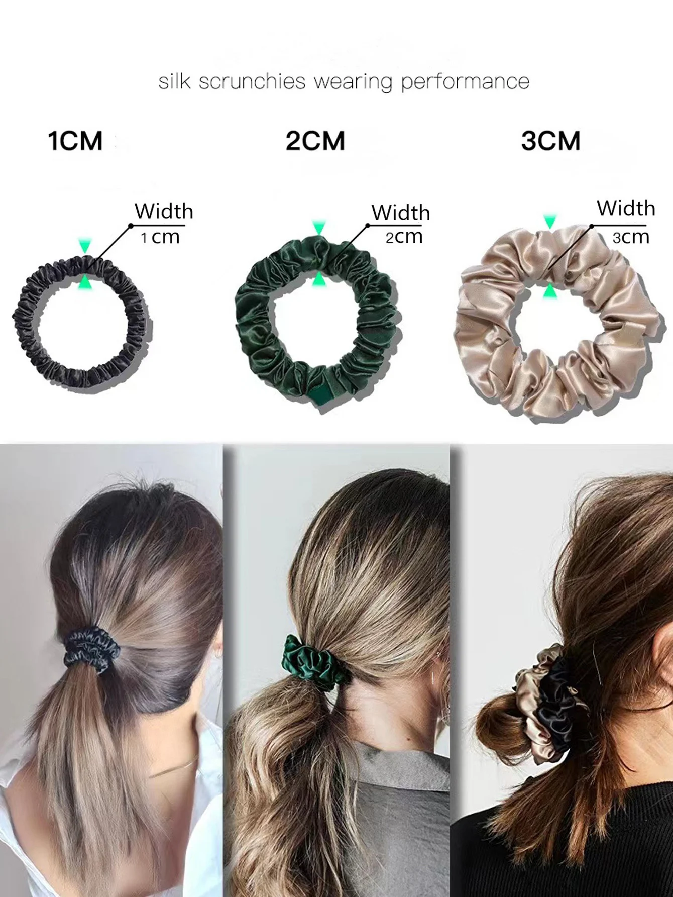 3PCS Box 100% Natural Silk Solid Color Hair Ties High Quality Hair Scrunchies (22Momme) Women Big Hairbands Hair Accessories